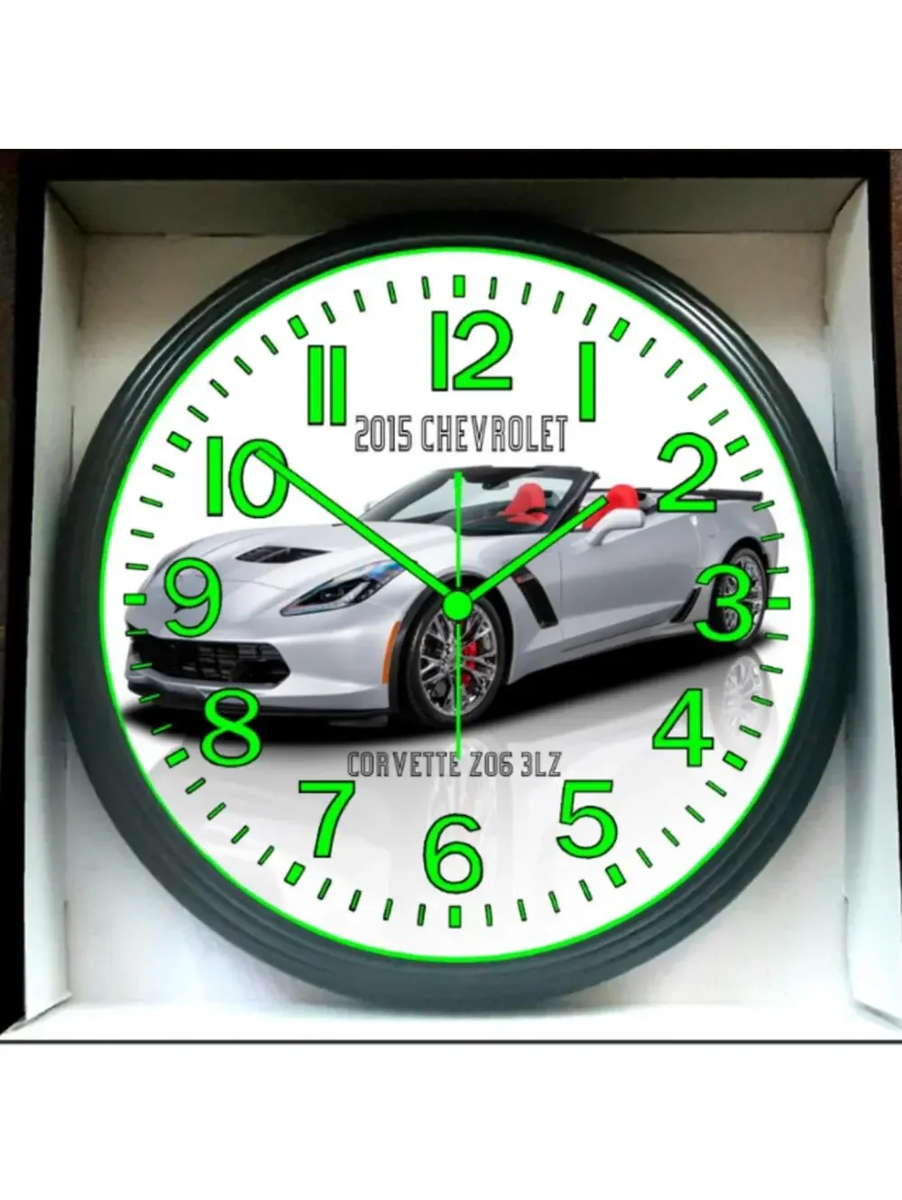 2015 Chevrolet Corvette Chevy Glow On The Dark Wall Clock New!